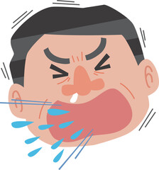 くしゃみをする男性の顔