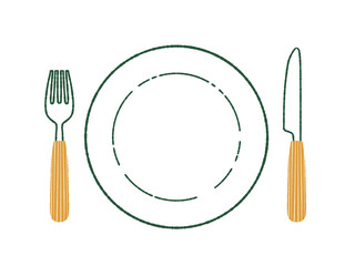 皿とフォークとナイフ