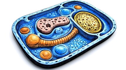 Cell structure exploration in biology class educational environment scientific illustration