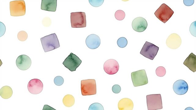 Soft Pastel Watercolor Shapes Background Footage Gentle Circles and Squares