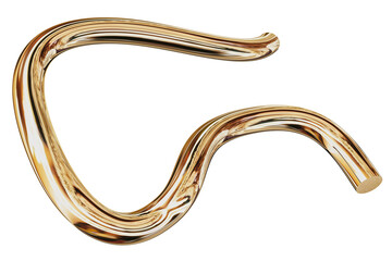 abstract metallic shape, golden fluid ribbon, liquid metal sculpture, glossy wavy element