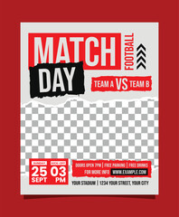 Red and White Football Match Day Vertical Flyer Or Poster Social Media Template Design
