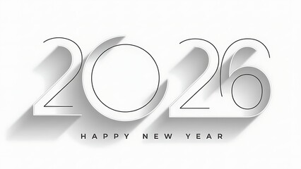 Happy New Year 2026 celebration elegant minimalist design illustration banner