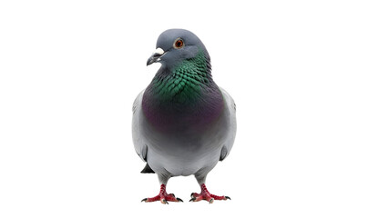 Naklejka premium close-up wild pigeon city pigeon straight into camera shot on transparent background