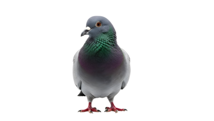close-up wild  pigeon   city pigeon  straight into camera shot  on transparent background