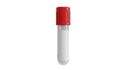Red and white vial is on black. Smooth surfaces reflect light. Great for medical concepts, science, research, and product photography.