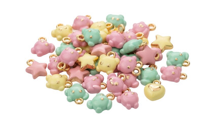 Isolated pastel trinkets jewelry making charms, resin ornaments for crafts, hobbies & fun