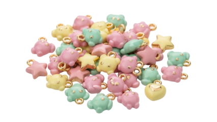 Isolated pastel trinkets jewelry making charms, resin ornaments for crafts, hobbies & fun