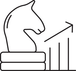 Fototapeta premium Chess knight piece with an upward-trending bar chart, symbolizing business strategy and growth.