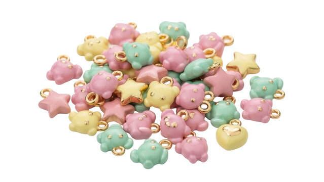 Isolated pastel trinkets jewelry making charms, resin ornaments for crafts, hobbies & fun