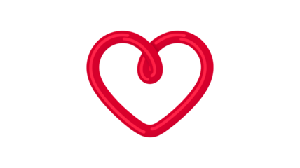 Red Heart Shape in Simple Design with Bright Color on White Background for Valentines Day