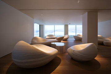 Modern lounge with curved seating