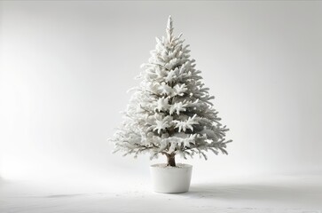 White Christmas tree in pot