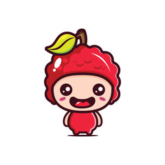 cute chibi cartoon lychee mascot