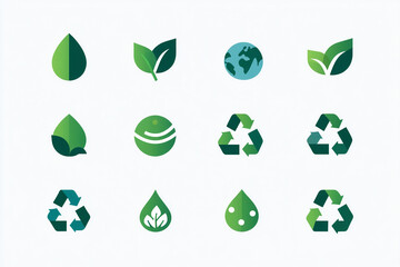Eco friendly symbols and logos for sustainable living and conservation