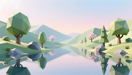 Minimal Spring Valley with Geometric Trees and Stones