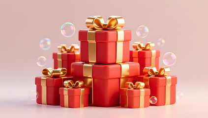 Stacked red gift boxes for a joyful festival scene