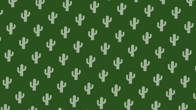 Animated Cactus Pattern Video: Seamless Green Desert Background Loop