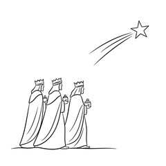 outline Three Wise Men Following a Star