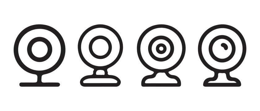 Set of different webcam icons in outline style.