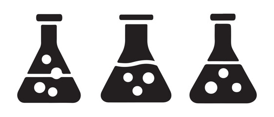 Conical flasks science icon set isolated on white background.