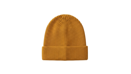 Isolated knitted beanie for autumn or winter headwear apparel, warm unisex wool cap style