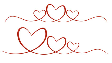 Heart shape hand drawn doodle style for valentine decoration.3d illustrations.