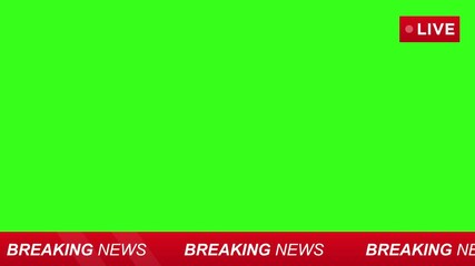 4k animation breaking news lower third with green screen background	
