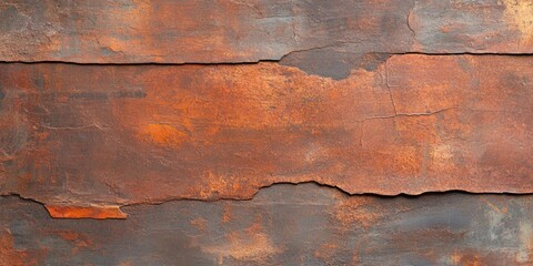 Weathered iron sheet showcasing rough pitted rust texture