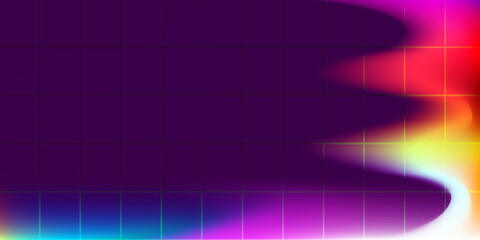 Abstract Gradient Mesh Wave with Glowing Light and Grid Background