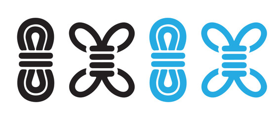 Set of rope icons showing two different coil styles in black and blue colors. © CreatetiveDesignX
