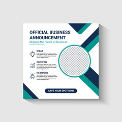 Corporate Business Announcement Social Media Post Template