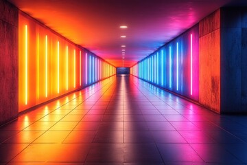 Abstract pattern of ambient light on a modern glowing wall