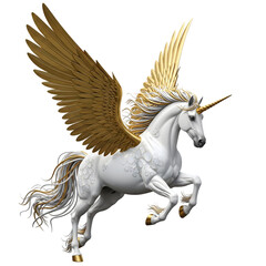 Mythical winged unicorn in flight
