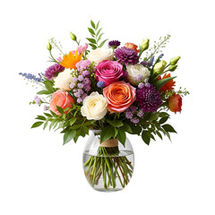 Elegant glass vase bouquet with mixed blooms
