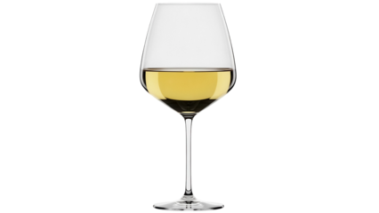 Elegant wine glass with golden liquid isolated PNG, alcoholic beverage for celebrations and special occasions on transparent background