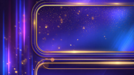 Obraz premium abstract digital background with glowing blue and gold accents and sparkles.