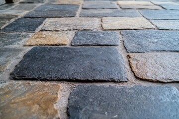 Textured stone floor captured in high detail, highlighting organic roughness