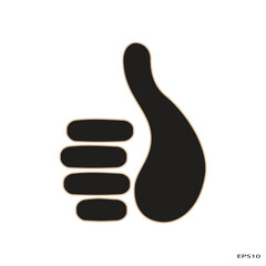 black thumbs-up icon with a gold border.