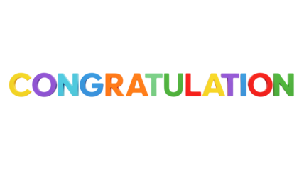 Congratulation Text in Colorful Typography with Bright Vibrant Colors on White Background for Celebration