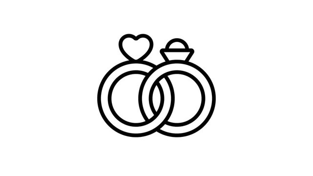 Wedding rings animated icon, engagement rings vector design