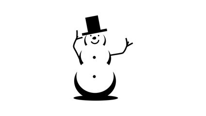 snowman in snow, black isolated silhouette