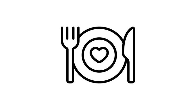 Fork and knife with plate denoting meal vector design