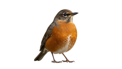 American robin PNG isolated on transparent background, orange-breasted bird with gray back and brown head, wildlife species