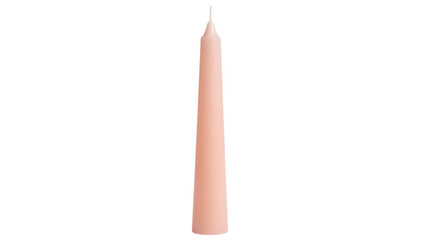 Elegant pink taper candle isolated PNG, decorative wax stick for romantic dinners and special occasions on transparent background