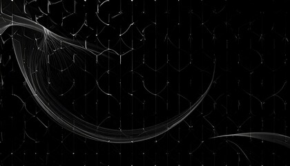 Abstract grayscale design with flowing lines and geometric grid