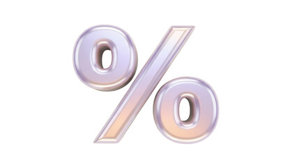 Shiny percentage sign isolated PNG on transparent background, 3D rendering of a mathematical symbol for graphic design and financial concepts
