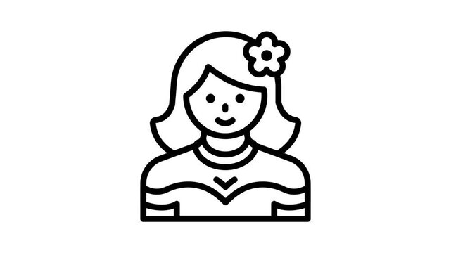 Beautifully designed animated icon of bride in modern style