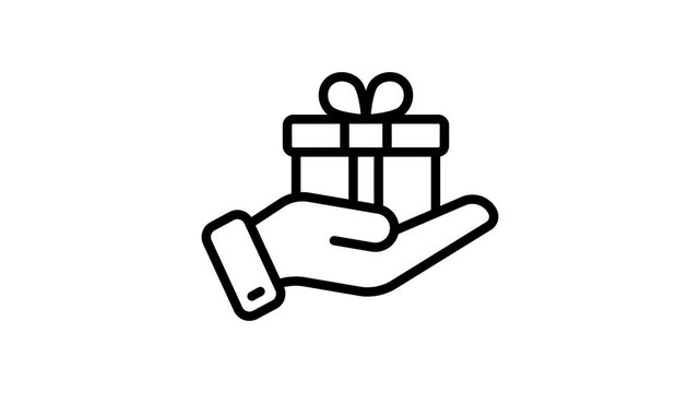 Gift box on hand showing concept animated icon of giving gift, ready to use vector