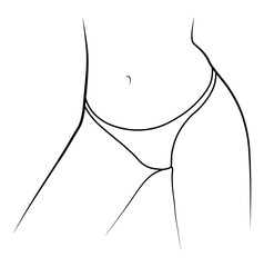 Woman swimsuit bikini panties hand drawn